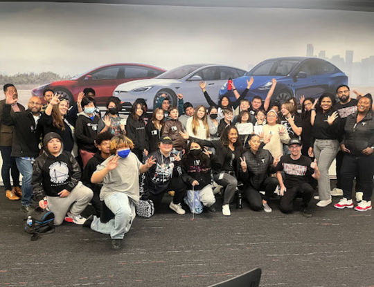 Students visiting the Tesla Factory